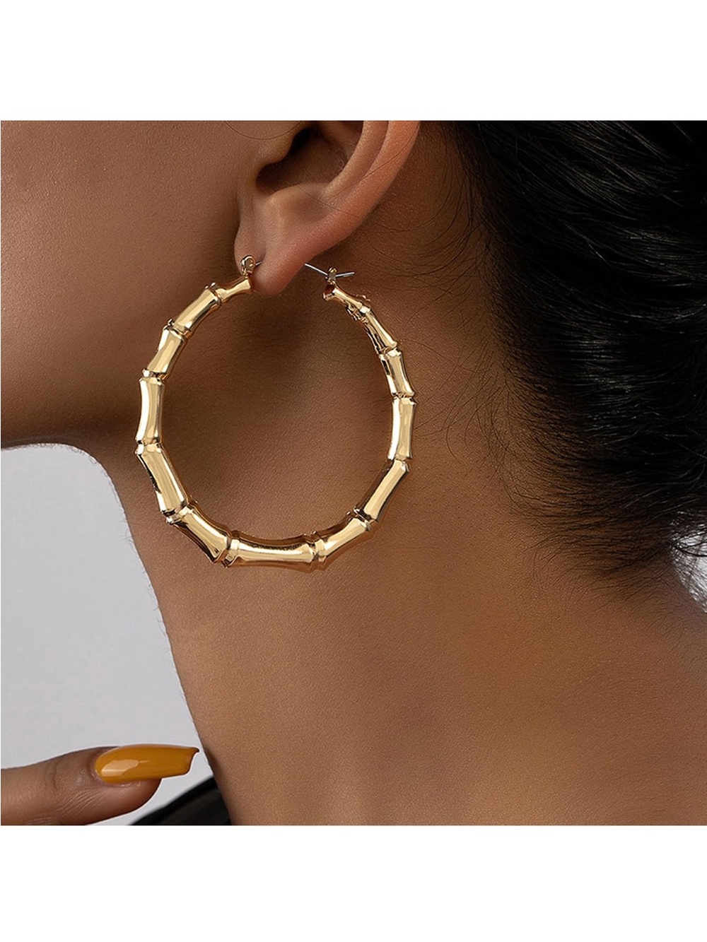 Golden bamboo earrings for women, heart-shaped earrings from the 90s and 80s,